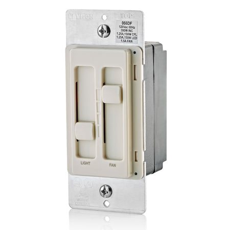 Leviton DIMMER SWITCH SURESLIDE UNIV FAN-LIGHT 120V LT-ALD 66DF-10T